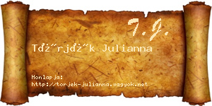 Törjék Julianna névjegykártya